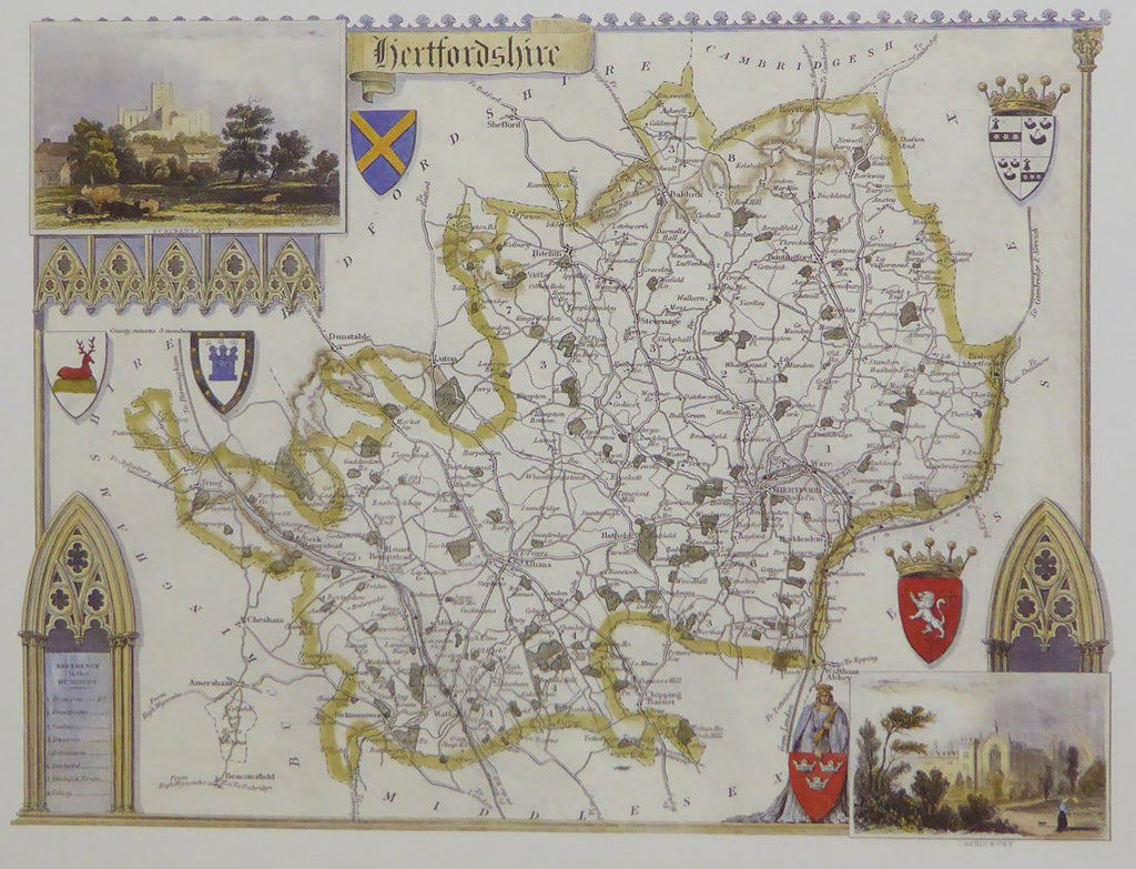 Hertfordshire (Map) - Framed Picture - 12